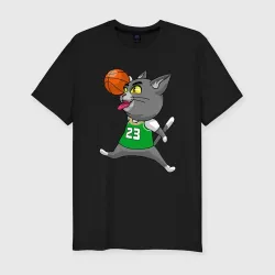 Мужская футболка хлопок Slim Basket jump-cat