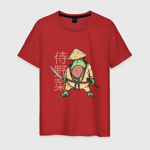 Мужская футболка хлопок Винтажный Авокадо Самурай, цвет красный
