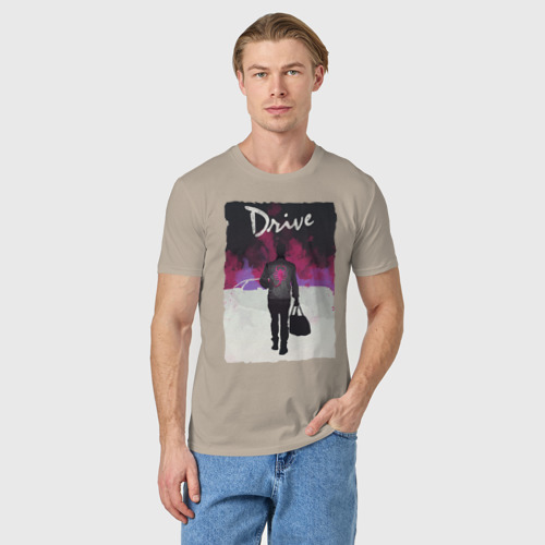 Мужская футболка хлопок Drive, цвет миндальный - фото 3