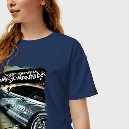 Женская футболка хлопок Oversize Need for Speed Most Wanted, цвет темно-синий - фото 3