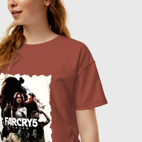 Женская футболка хлопок Oversize Farcry game, цвет кирпичный - фото 3