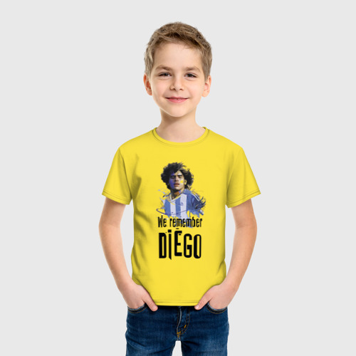 Детская футболка хлопок Диего Марадона Аргентина, цвет желтый - фото 3