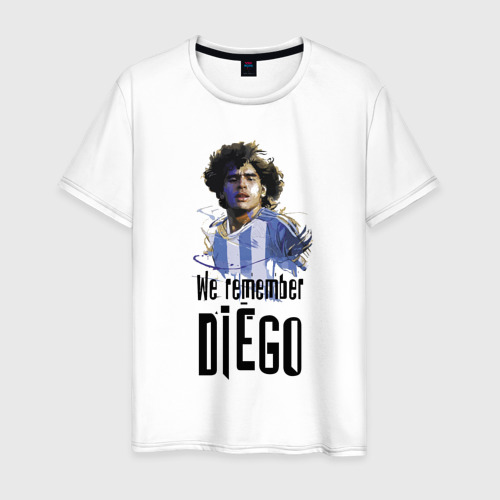 Мужская футболка из хлопка с принтом Диего Марадона Аргентина, вид спереди №1