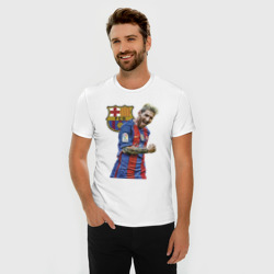 Мужская футболка хлопок Slim Лионель Месси - Барселона - Аргентина - фото 2