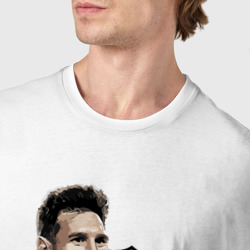 Футболка с принтом Lionel Messi Barcelona Argentina для мужчины, вид на модели спереди №4. Цвет основы: белый