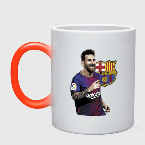 Кружка хамелеон Lionel Messi Barcelona Argentina, цвет белый + красный