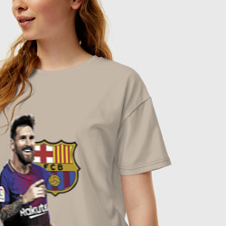 Женская футболка хлопок Oversize Lionel Messi Barcelona Argentina - фото 2