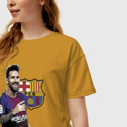 Женская футболка хлопок Oversize Lionel Messi Barcelona Argentina - фото 2