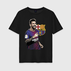 Женская футболка хлопок Oversize Lionel Messi Barcelona Argentina