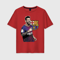 Женская футболка хлопок Oversize Lionel Messi Barcelona Argentina