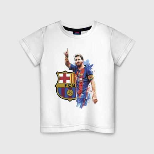 Детская футболка из хлопка с принтом Lionel Messi Barcelona Argentina!, вид спереди №1