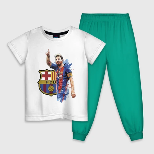 Детская пижама с белой футболкой Lionel Messi Barcelona Argentina!