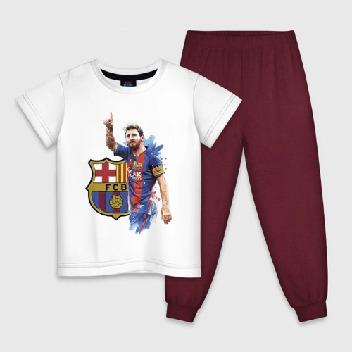 Детская пижама с белой футболкой Lionel Messi Barcelona Argentina!