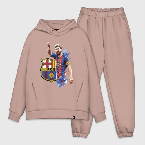 Мужской костюм oversize хлопок с принтом Lionel Messi / Barcelona / Argentina!, вид спереди #2