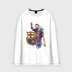 Мужской лонгслив oversize хлопок Lionel Messi Barcelona Argentina!