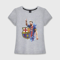 Женская футболка хлопок Slim Lionel Messi Barcelona Argentina!