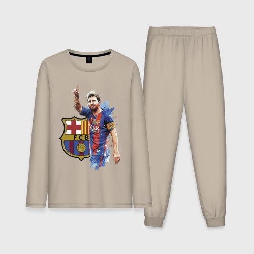 Мужская пижама с лонгсливом хлопок Lionel Messi Barcelona Argentina!