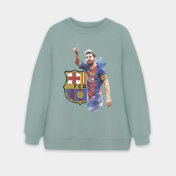 Женский свитшот oversize без начеса хлопок Lionel Messi Barcelona Argentina!