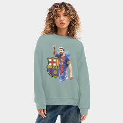 Женский свитшот oversize без начеса хлопок Lionel Messi Barcelona Argentina! - фото 2