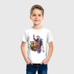 Футболка с принтом Lionel Messi Barcelona Argentina! для ребенка, вид на модели спереди №2. Цвет основы: белый