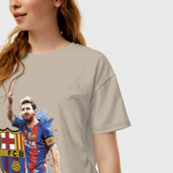 Женская футболка хлопок Oversize Lionel Messi Barcelona Argentina! - фото 2