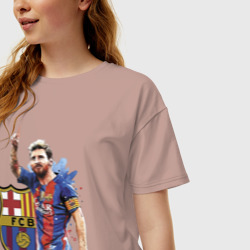 Женская футболка хлопок Oversize Lionel Messi Barcelona Argentina! - фото 2