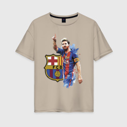 Женская футболка хлопок Oversize Lionel Messi Barcelona Argentina!