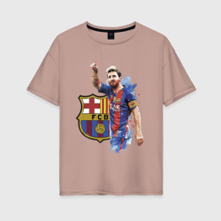 Женская футболка хлопок Oversize Lionel Messi Barcelona Argentina!
