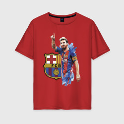 Женская футболка хлопок Oversize Lionel Messi Barcelona Argentina!