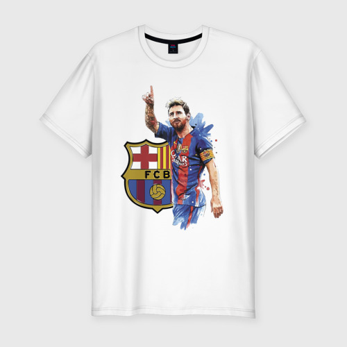 Мужская футболка хлопок Slim Lionel Messi Barcelona Argentina!, цвет белый
