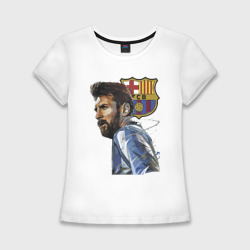 Женская футболка хлопок Slim Lionel Messi Barcelona Argentina Striker