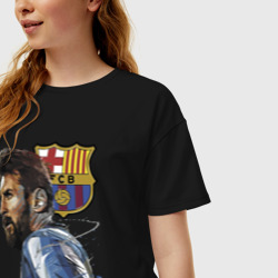 Женская футболка хлопок Oversize Lionel Messi Barcelona Argentina Striker - фото 2