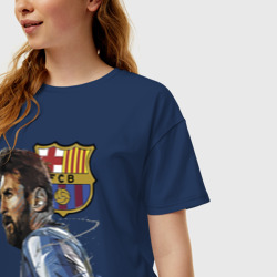 Женская футболка хлопок Oversize Lionel Messi Barcelona Argentina Striker - фото 2