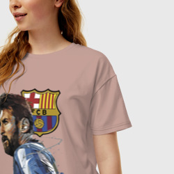 Женская футболка хлопок Oversize Lionel Messi Barcelona Argentina Striker - фото 2