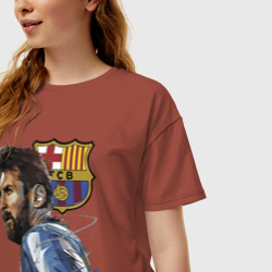 Женская футболка хлопок Oversize Lionel Messi Barcelona Argentina Striker - фото 2