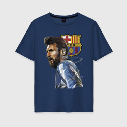 Женская футболка хлопок Oversize Lionel Messi Barcelona Argentina Striker