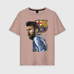 Женская футболка хлопок Oversize Lionel Messi Barcelona Argentina Striker