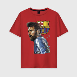 Женская футболка хлопок Oversize Lionel Messi Barcelona Argentina Striker