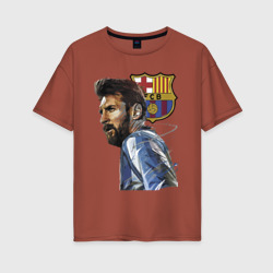 Женская футболка хлопок Oversize Lionel Messi Barcelona Argentina Striker