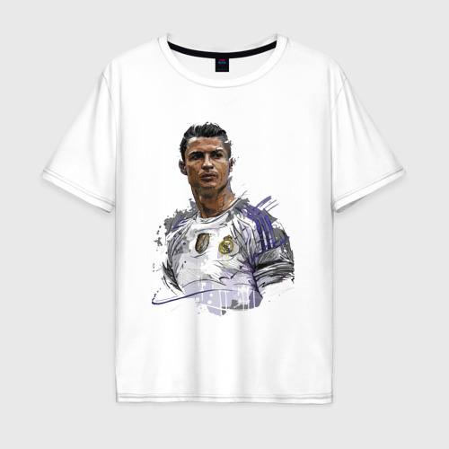 Мужская футболка хлопок Oversize Cristiano Ronaldo Manchester United Portugal, цвет белый