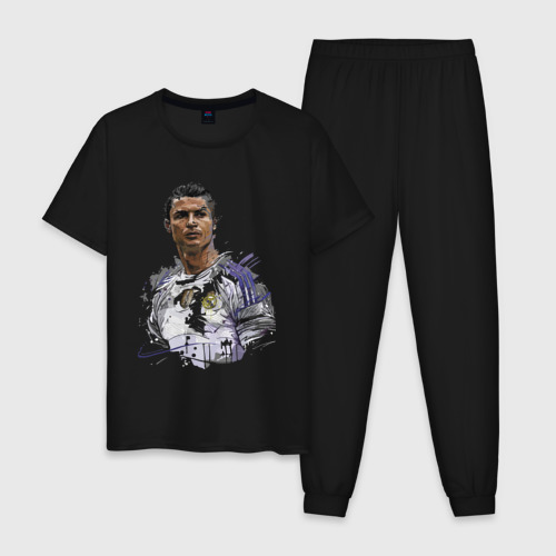 Мужская пижама хлопок Cristiano Ronaldo Manchester United Portugal, цвет черный