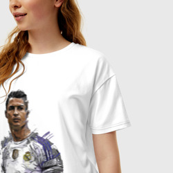 Женская футболка хлопок Oversize Cristiano Ronaldo Manchester United Portugal - фото 2