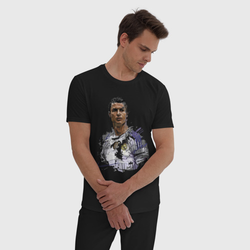 Мужская пижама хлопок Cristiano Ronaldo Manchester United Portugal, цвет черный - фото 3