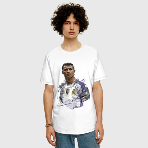 Мужская футболка хлопок Oversize Cristiano Ronaldo Manchester United Portugal, цвет белый - фото 3