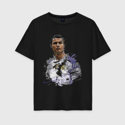 Женская футболка хлопок Oversize Cristiano Ronaldo Manchester United Portugal