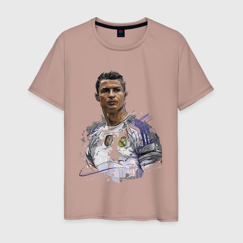 Мужская футболка хлопок Cristiano Ronaldo Manchester United Portugal, цвет пыльно-розовый