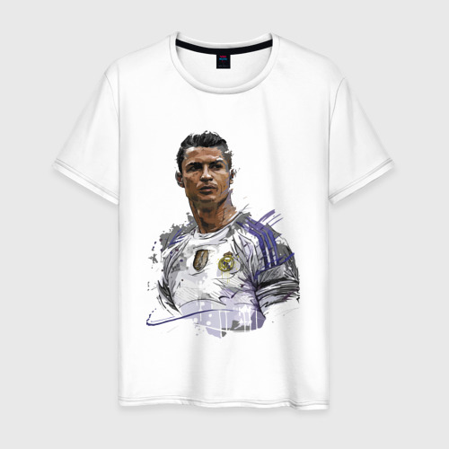 Мужская футболка из хлопка с принтом Cristiano Ronaldo Manchester United Portugal, вид спереди №1