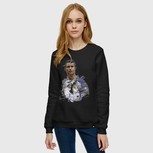 Женский свитшот хлопок с принтом Cristiano Ronaldo / Manchester United / Portugal, фото на моделе #1