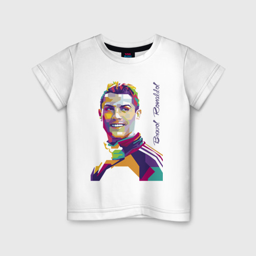 Детская футболка хлопок с принтом Bravo! Ronaldo!, вид спереди #2