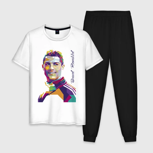 Мужская пижама с белой футболкой хлопок Bravo! Ronaldo!